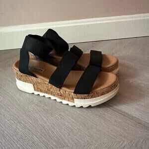 Steve Madden Bandi Platform Sandals Elastic Cork Chunky 8 8M Y2K